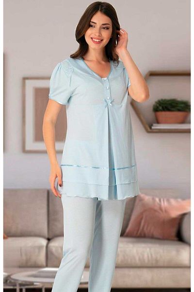 Effort Pijama Set pijamale de maternitate albastru pentru femei cu caracteristică ascunsă pentru alăptare Effortt 8022
