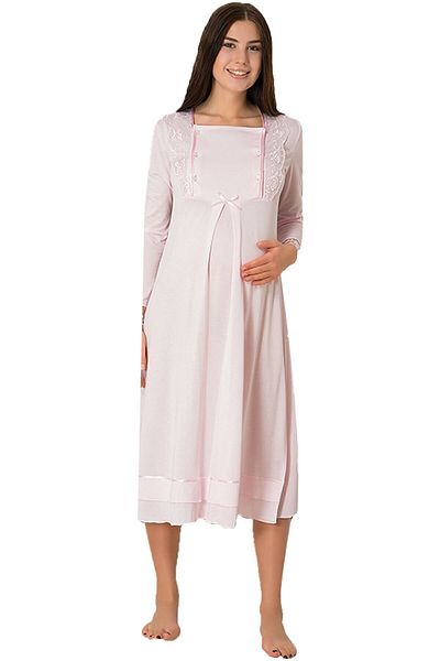 Effort Pijama Women's Powder Nursing Feature Maternity Nightgown