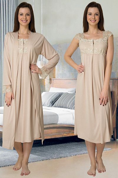Effort Pijama Zerre Bebe Beige Νυχτικό Μητρότητας Κοστούμι Πρωινό 2302