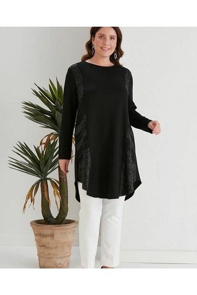 Te&Te Women's Large Size Front Patterned Tunic