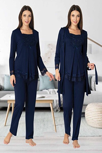 Effortt مجموعة Mayss Collections 3044 بيجامة للحوامل باللون الأزرق الداكن مع ثوب صباحي