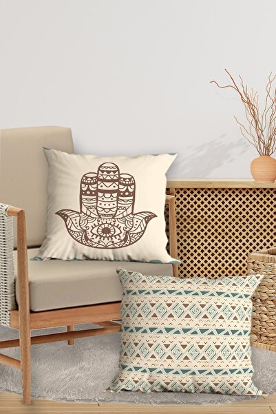 Belle Benoit Set of 4 Double-Sided Digital Printed Ethnic Throw Pillow Cases – Zippered, Bohemian Pattern, 43X43 cm