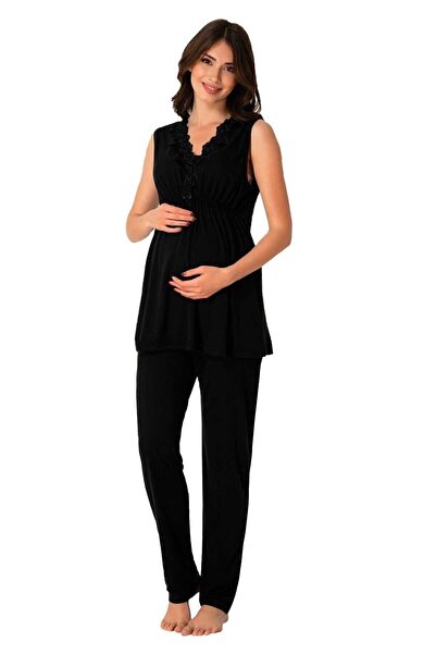 CAMELLİA Γυναικείο Σετ Πιτζάμες Μαύρης Μητρότητας 8032