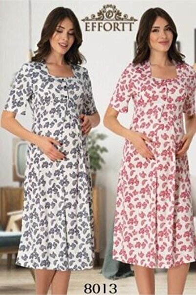 Effortt Cămașă de noapte cu model de maternitate pentru femei, roșie