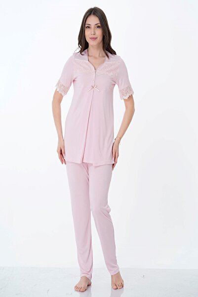 ByLohusa Σετ πιτζάμες εγκυμοσύνης από βαμβάκι με δυνατότητα θηλασμού – Ελαστι...