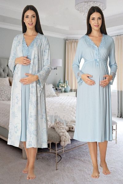 Effort Pijama طقم بيجامة وملابس نوم للحوامل باللون الأزرق من Dvina Effortt - 8095