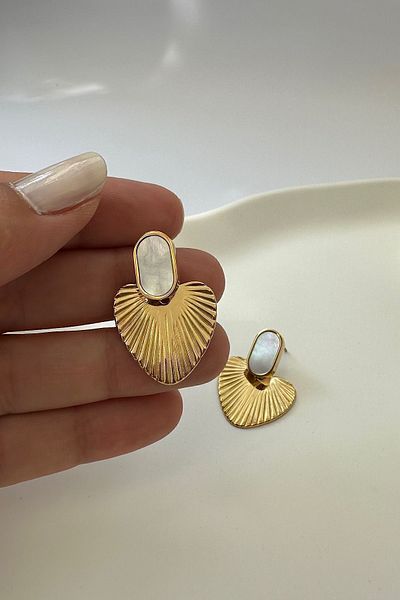 DELEIZA ACCESSORY Vintage Women's Earrings - Steel, Gold Pearlescent