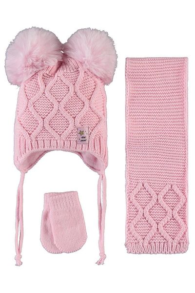 Kitti Baby Girl Fleece Scarf Beanie Gloves Set of 3