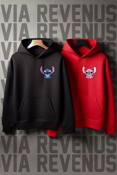 Vordevia Комбиниран суичър Oversize Lover с принт
