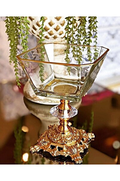 atabey home 6 قطع أرجل معدنية مصبوبة بتفاصيل ذهبية-وعاء ماجنوليا-وعاء آيس كريم-سكر