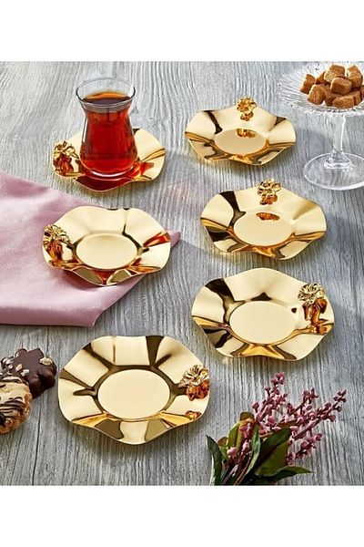 EVRA Metal Japanese Rose Gold 6-Piece Tea Plate (Absolutely Does Not Tarnish) 6 Pieces
