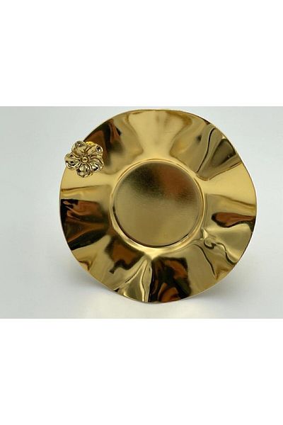 Esina Gold Tea Plate 6 Pieces Rose Detailed Decorative and Stylish Coasters Gold