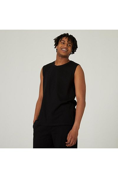 Decathlon Men's Black Regular Athlete Tank 500 - Fitness Lightweight Training