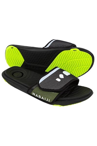 Decathlon Nabaiji Men's Slippers - Black / Yellow - Slap 900