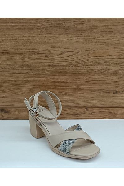 Greyder 33551 Sandale casual de damă cu model de șarpe din piele naturală bej