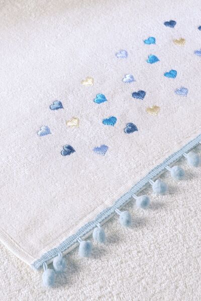 Kardelen Set of 6 Embroidered Pompom Towels - 100% Cotton, 30x50 Cm