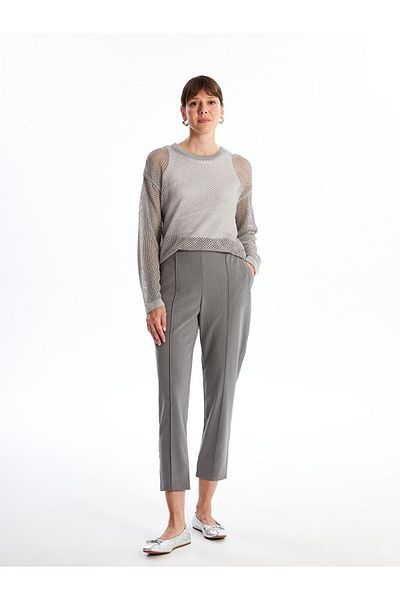 LC Waikiki Durchbrochene Langarm-Strickpullover für Damen mit Rundhalsausschnitt – W4hb51z8