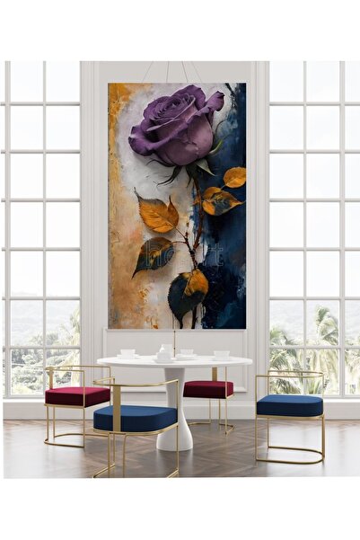 HDART Modern Soyut Mor Gül Çiçek Kanvas  Tablo Tablosu