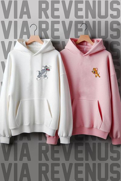 Vordevia Φούτερ με στάμπα Tom and Jerry Cheerful Oversize - Dear Design