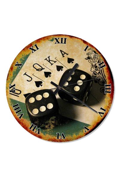 Tablo Mega 30 Cm Çap Casino Retro Roma Rakamlı Saat