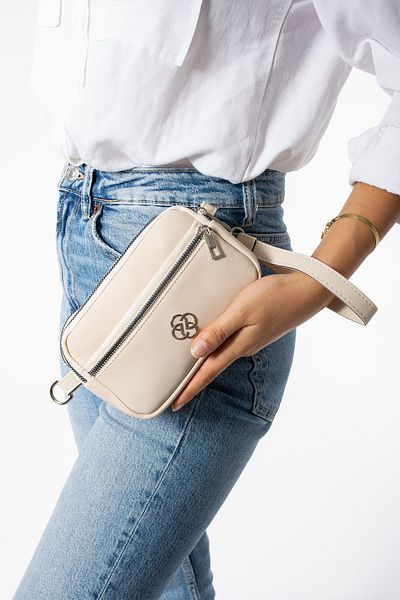 Rosmod Mini geantă de mână și umăr pentru femei de culoare crem - trei buzunare