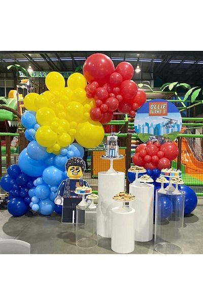 BEST PARTİ 100 Matallic Balloons - Yellow, Blue, Navy Blue, Red + Balloon Chain Gift