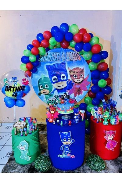 HBK 80 Pieces Pijamaskeliler Balloon +5 Meter Chain Blue Green Red