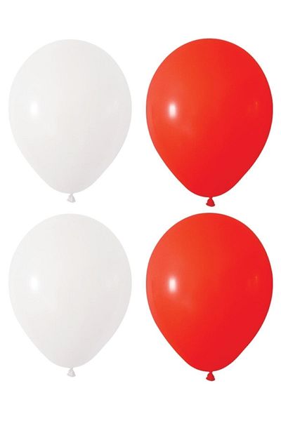 HKNYS Red White Color Pastel Latex Balloon 50 Pieces + Balloon Chain Gift