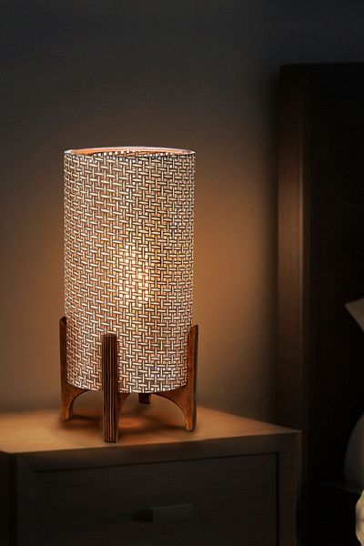 EFLIGHTDESIGN Wooden Lampshade Brown Modern Stylish Bedroom Living Room Table Lamp