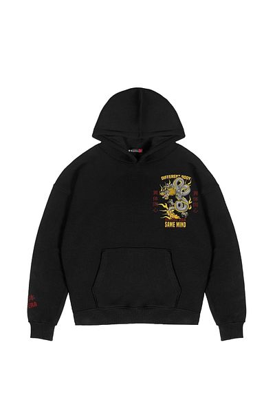 Sekizbiraltı Diffrent Body Back Printed Oversize Unisex Black Hoodie