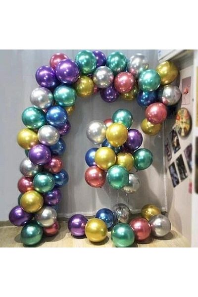 HKNYS 50 Pieces Gold (gold) Chrome Balloon (mirrored Balloon) 5 Meter Balloon Chain Gift Helium Compatible