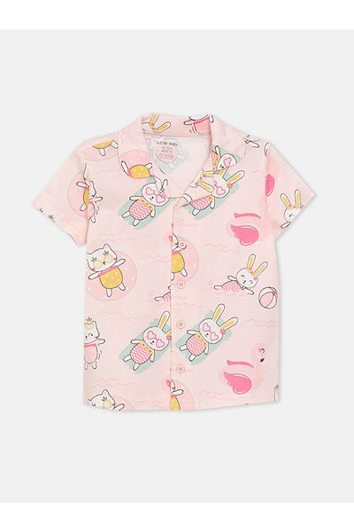 LC Waikiki LCW Baby Baby Girl Polo Collar Shorts Pajamas Set