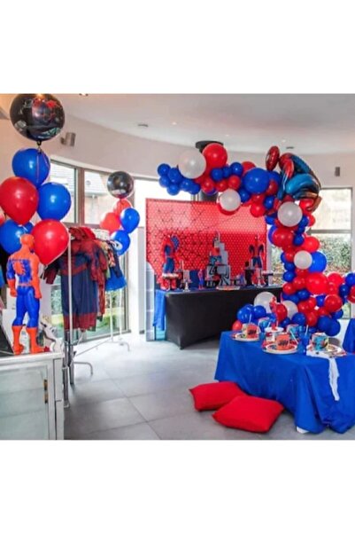 PARTİSEHRİ سلسلة بالونات 5 متر و100 قطعة بالون سبايدر مان الوان ميتاليك