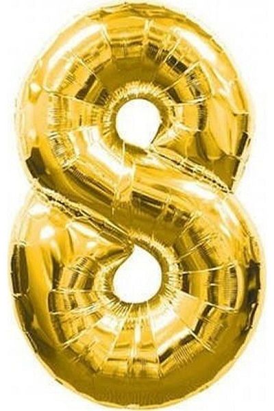 HKNYS 8 Years Old Number Foil Balloon 100 Cm 40 Inch - Gold Balloon