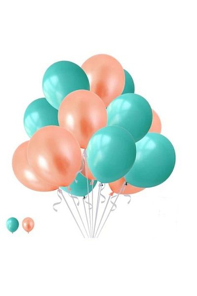 HKNYS 50 Pieces Metallic Pearlescent Water Green-rose Gold Balloon,+5 Meters Balloon Chain