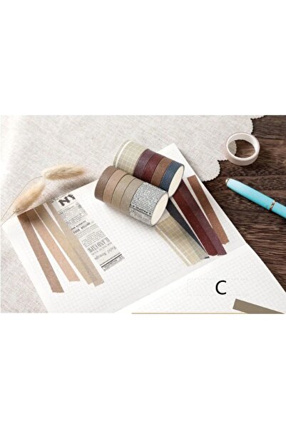 SF SCRAPBOOK KIRTASİYE Desenli Bant Washitape Scrapbook Kawaii Model 10'lu Wa...