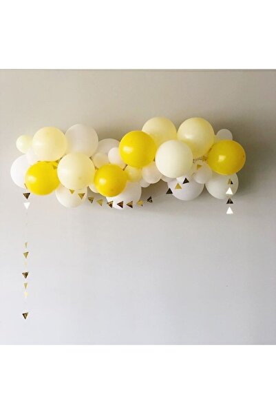 Lema Store 30 Adet Balon Limon Güneş Papatya Konsept Sarı Makaron Beyaz