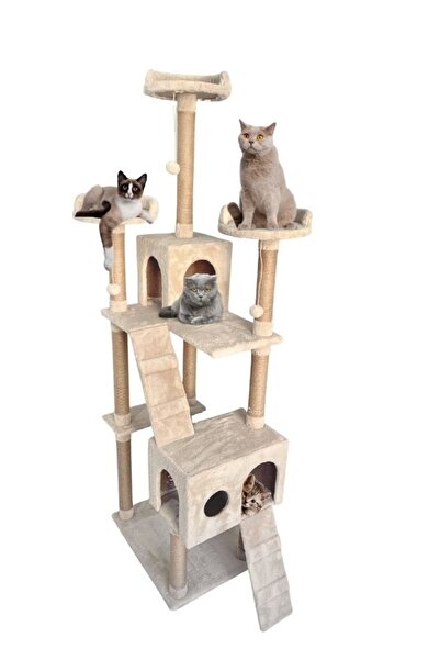 Nursoft Cat City Kedi Evi Kedi Tırmalama Ve Kedi Oyun Evi bej