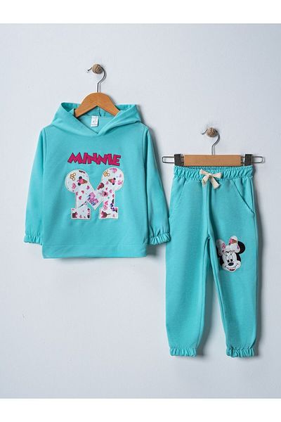 BUUFUU Unisex Children's Hooded Long Sleeve Pocket Top and Bottom Set with Embroidery Detail