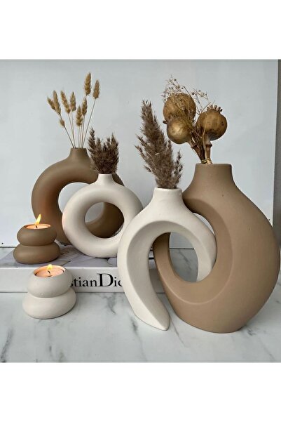 ELASİBEL HOME Sevgili vazo, sarmaşık vazo, dekoratif halka vazo, mumluklu set...