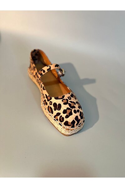 Butik Noble Shoes Hakiki Deri Leopar Espadril Ayakkabı