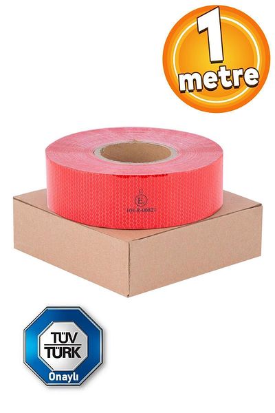 Badem10 Red Phosphorescent Reflective Car Strip Tape - Tuvturk Approved, 1 Mt