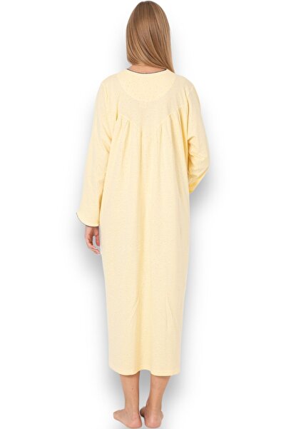 Nitesheys Uzun Kollu %100 Pamuk Penye Atınç Büyük Beden Anne Gecelik, Hastahane, Hamile ve Lohusa Geceliği