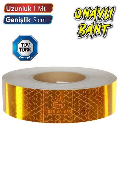Badem10 1 Meter 5 cm Yellow Reflective Phosphorescent Strip Tape - Tuvturk Approved Warning Tape
