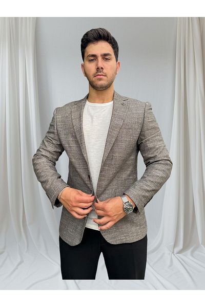 Luisero Ανδρικό καφέ Slim Slim Slim Jacket