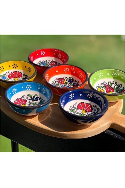 Home Çini Seramik Kase Seti 6'lı 8cm Çerezlik Reçellik Sosluk