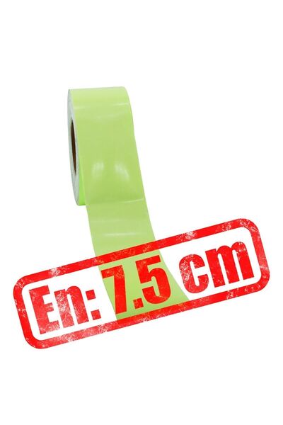 Badem10 Fotolümen Gece Parlayan En: 7.5 Cm 5 Mt Yeşil Reflektörlü Fosforlu Reflektif Şerit Bant Ikaz Bandı
