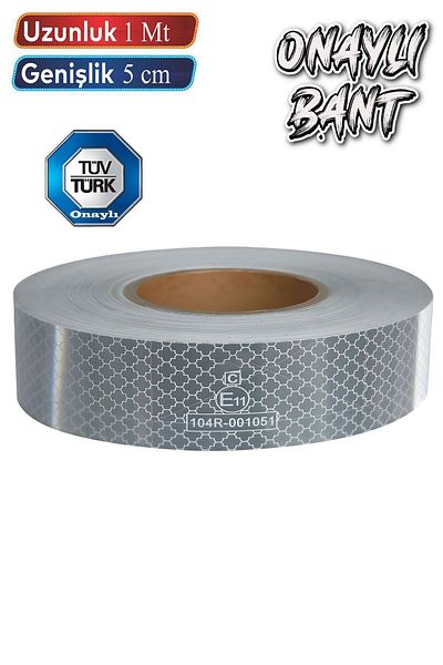 Badem10 1 Meter 5 cm White Reflective Tuvturk Approved Phosphorescent Strip Tape - Warning Tape