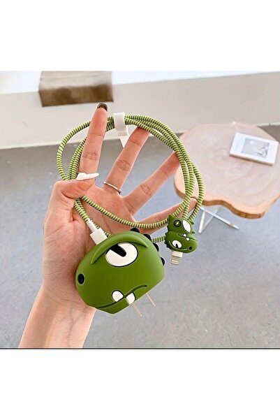 daystar İphone 18w/20w Uyumlu Yeşil Ejfer Şarj Aleti Kılıfı, Şarj Kablo Koruy...