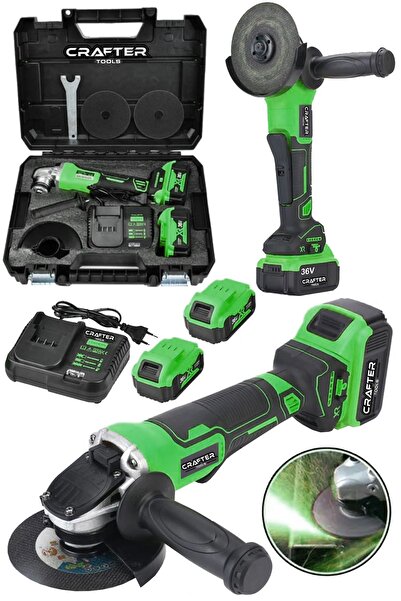 CRAFTERTOOLS Profesyonel 36V 5Ah Kömürsüz Motor 125 mm Devir Ayarlı Avuç İçi Şarjlı Taşlama Şarjlı Spiral